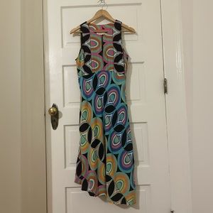Anthropologie Kenzie circle print asymmetrical dress